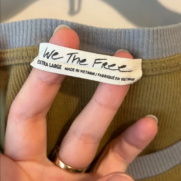 We The Free Olive and Gray Patchwork Long Sleeve Tee - Picture 3 of 5